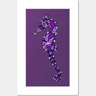 Purple Awareness Ribbon Mandala Seahorse Posters and Art